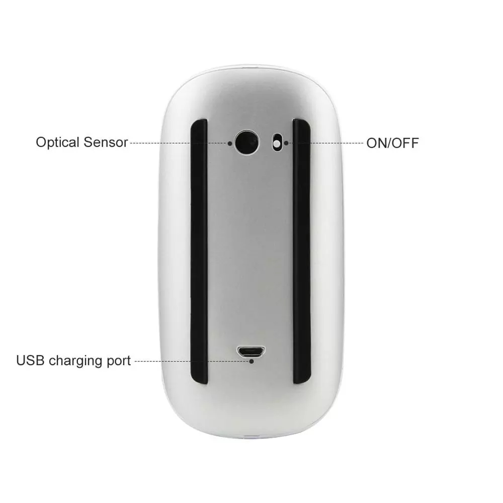 Touch Magic Wireless Bluetooth Mouse Travel Ultra-Thin Portable Compatible PC MAC Laptop Tablet
