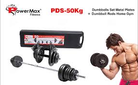 PowerMax Fitness PDS-50KG Dumbbell Set with Non-Slip Grip for Home Use