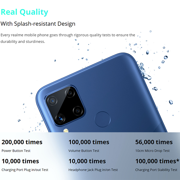 Realme C15 4GB+64GB/128GB 6.5", 6000mAh Large Battery, 13MP Quad Camera 18W Quick Charge Smart Phone