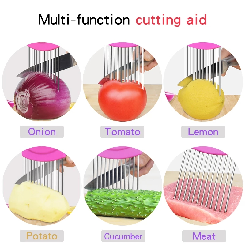 New Kitchen Gadgets Onion Slicer Tomato Vegetables Safe Fork vegetables Slicing Cutting Tools