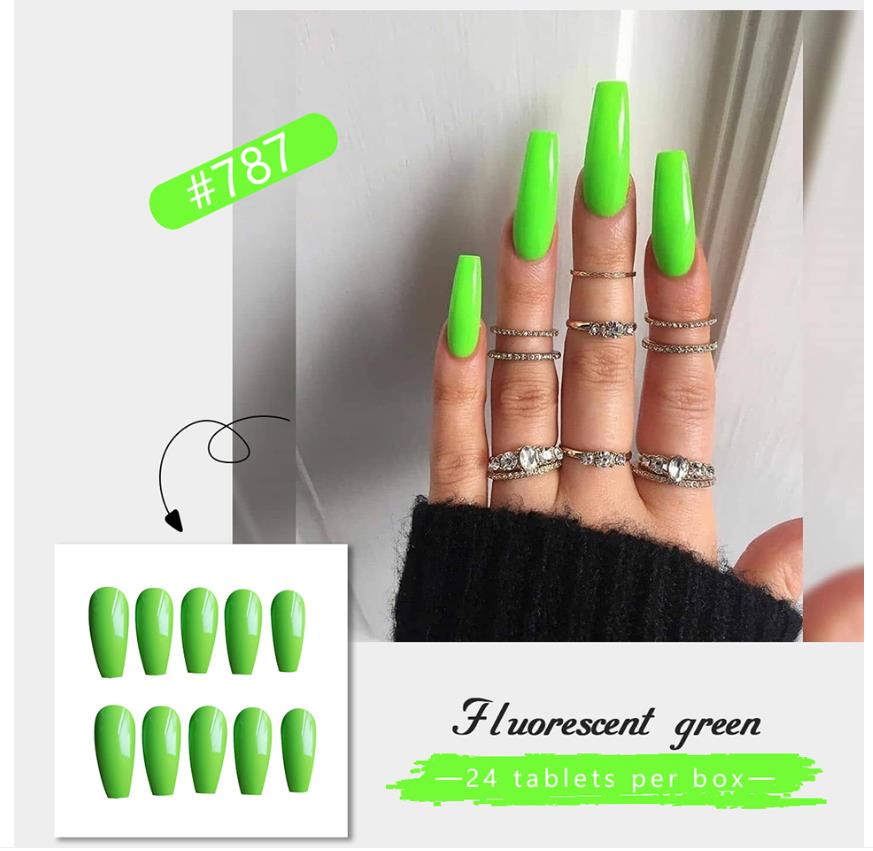 24pcs colourful Nail stickers detachable False Nail Tips With Glue Nails Art Fake nails Stickers view 10