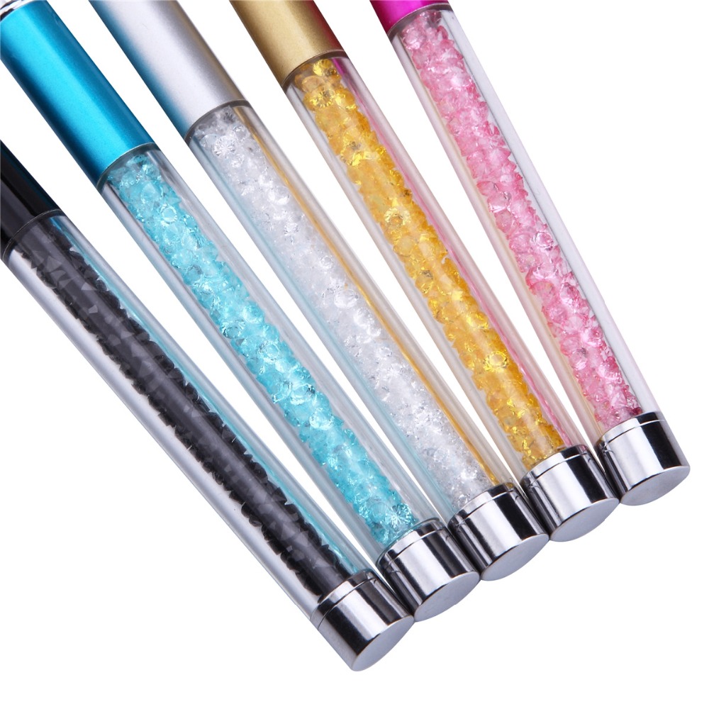 Nail Art Rhinestone Acrylic Handle Nails UV Gel Painting Brush Lines Liner Drawing Pen Manicure Tool