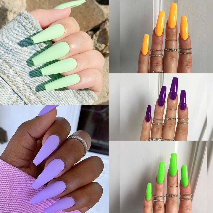 24pcs colourful Nail stickers detachable False Nail Tips With Glue Nails Art Fake nails Stickers