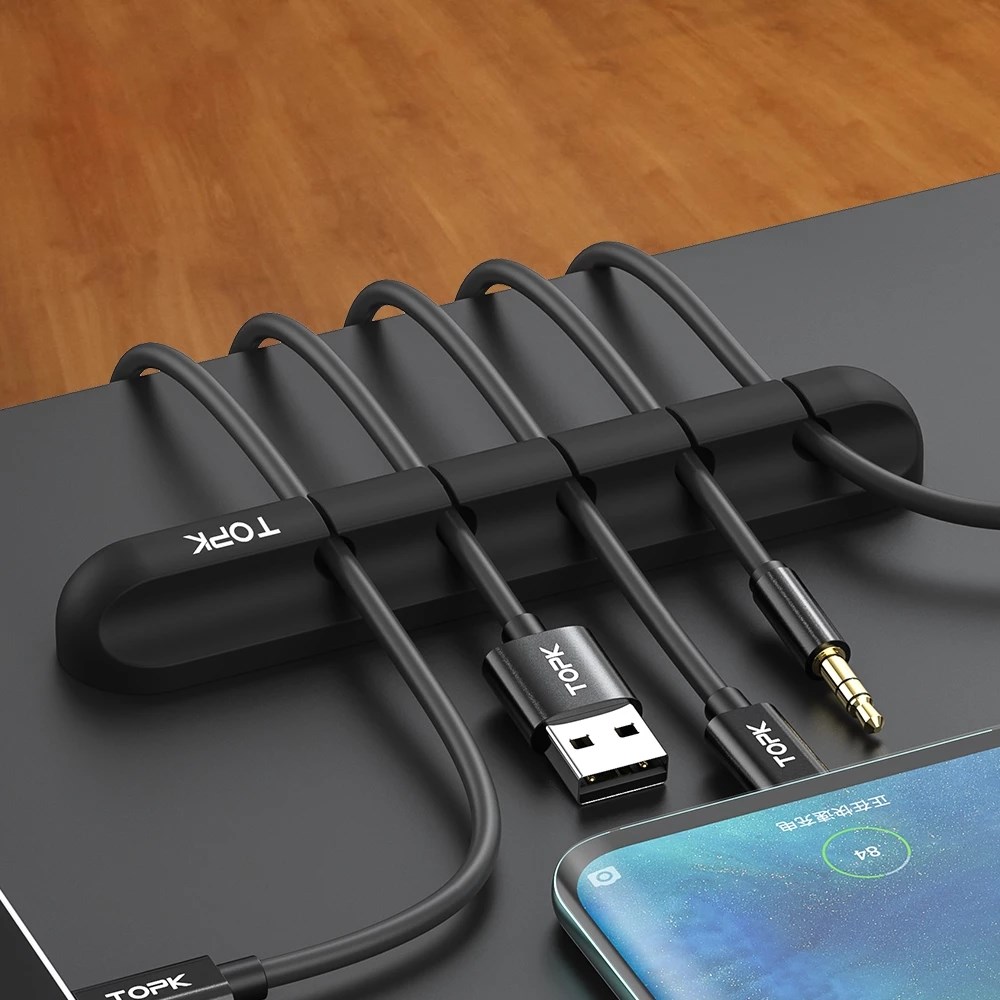 Cable Organizer Silicone USB Cable Winder Desktop Tidy Clips Cable Holder Headphone Wire Organizer