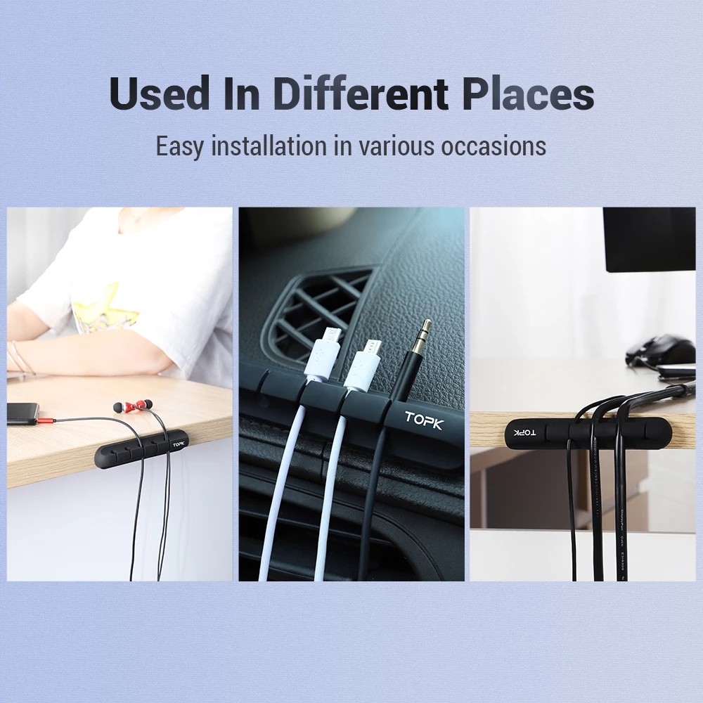 Cable Organizer Silicone USB Cable Winder Desktop Tidy Clips Cable Holder Headphone Wire Organizer
