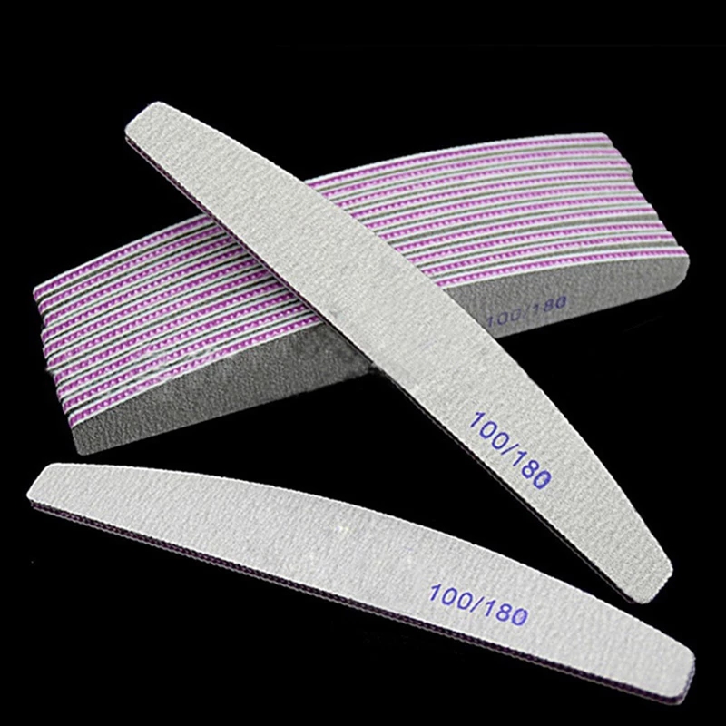 5pc Nail File 100/180 Half Moon Sandpaper Nail Sanding Blocks Grinding Polishing Manicure Care Tool