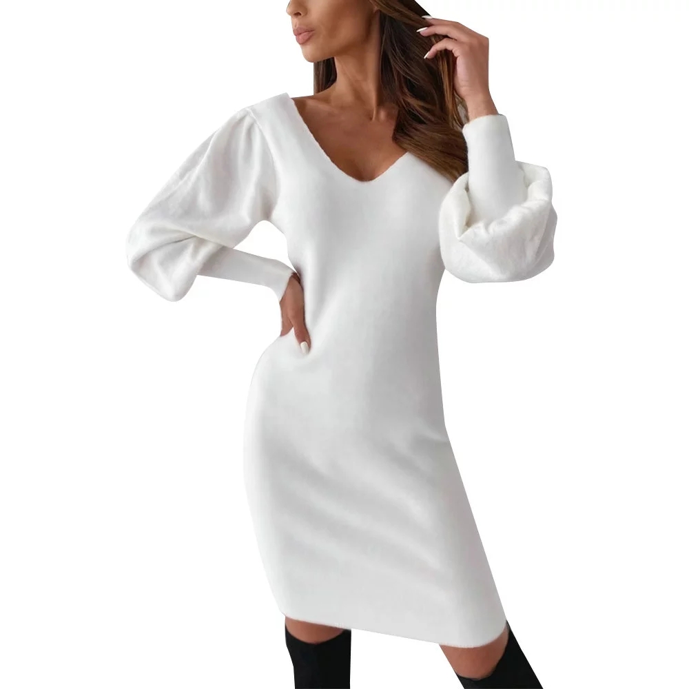 Ladies Sexy Lace Dress Woman Long Sleeve Party Backless V Deep Hollow Out Tight Dresses Clothes 2020