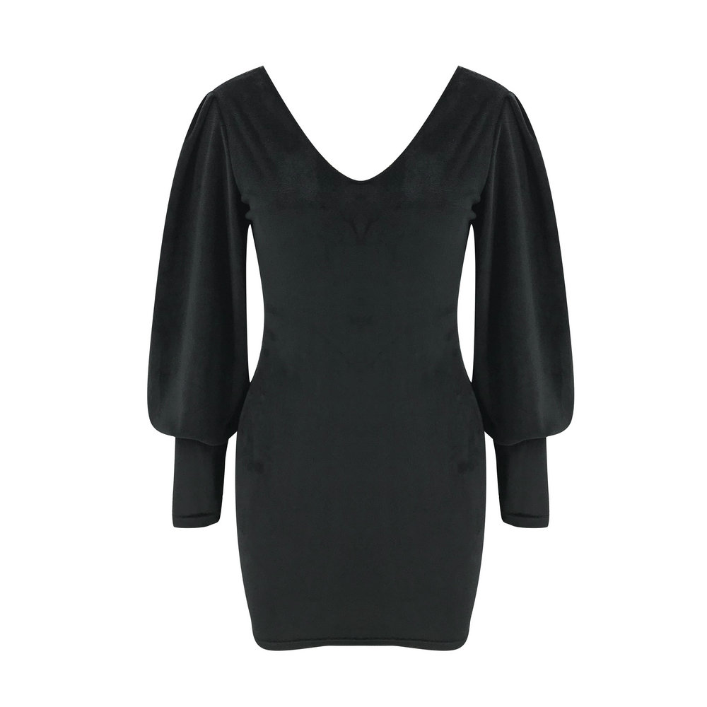 Ladies Sexy Lace Dress Woman Long Sleeve Party Backless V Deep Hollow Out Tight Dresses Clothes 2020