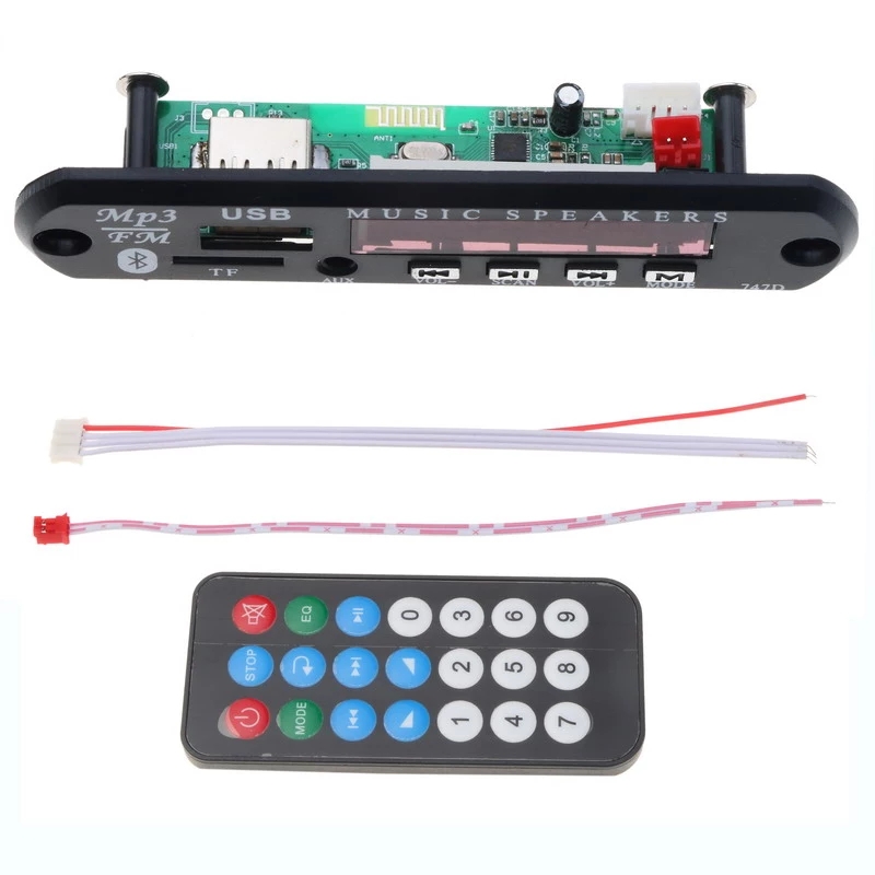 Wireless Bluetooth 5V 12V MP3 WMA Decoder Board FM Audio Module USB TF Music Adaptor DIY Speaker