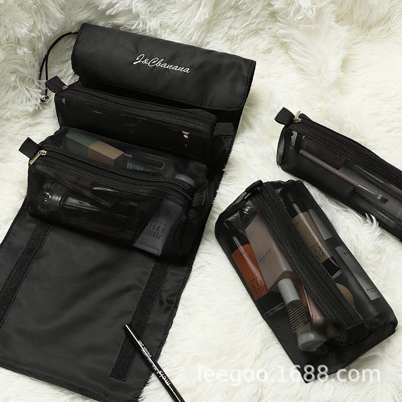 Removable Cosmetic Bag Ladies Four-in-one Zipper Net Cosmetic Bag Folding Travel Storage Wash Bag