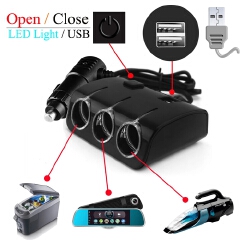 Car Splitter Cigarette Lighter Socket 12v Power Adapter for Car DVR GPS Usb Charger Car Accessories