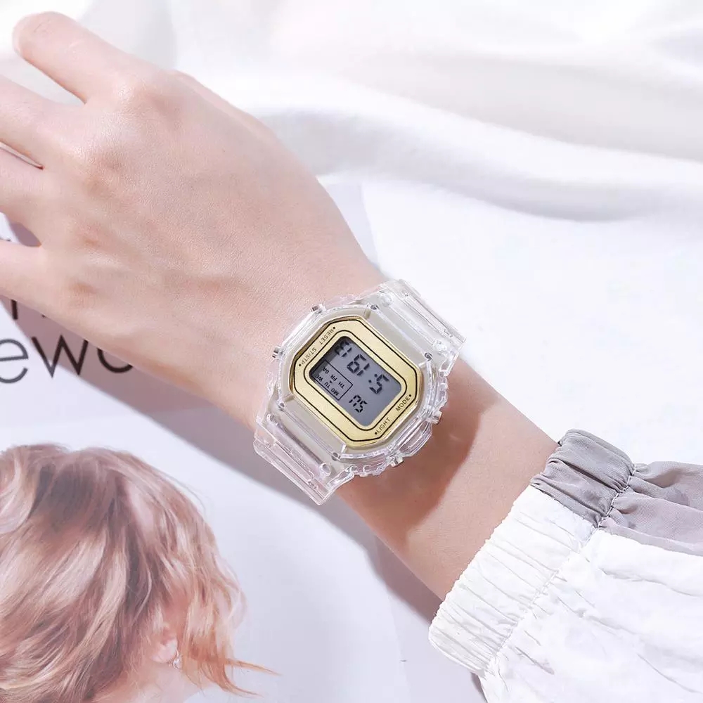 Men Women Watches Casual Transparent Digital Sport Watch Lover's Gift Clock Children Kid Wristwatch