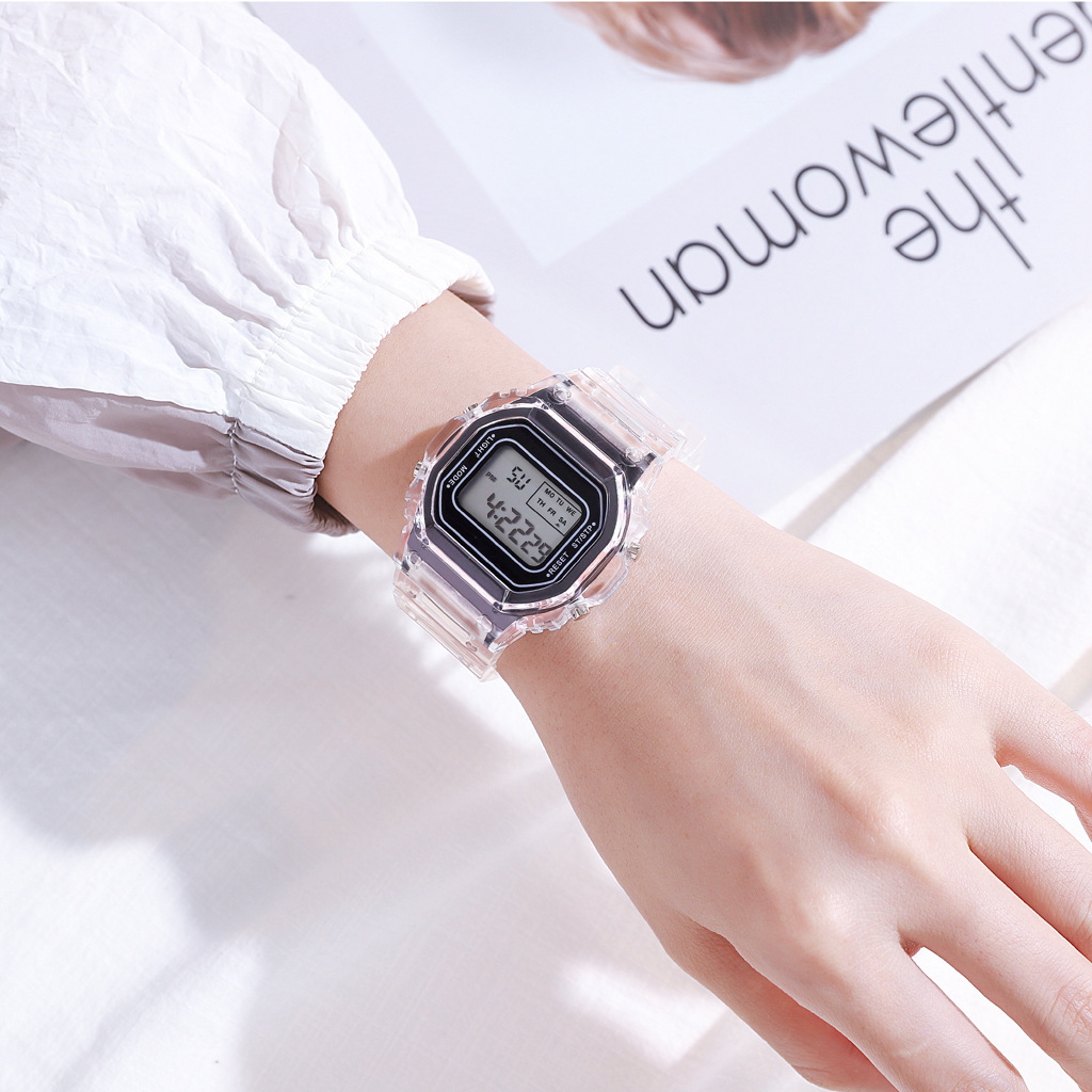 Men Women Watches Casual Transparent Digital Sport Watch Lover's Gift Clock Children Kid Wristwatch