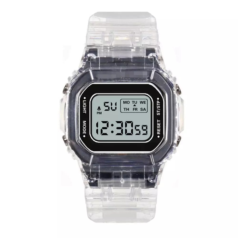 Men Women Watches Casual Transparent Digital Sport Watch Lover's Gift Clock Children Kid Wristwatch