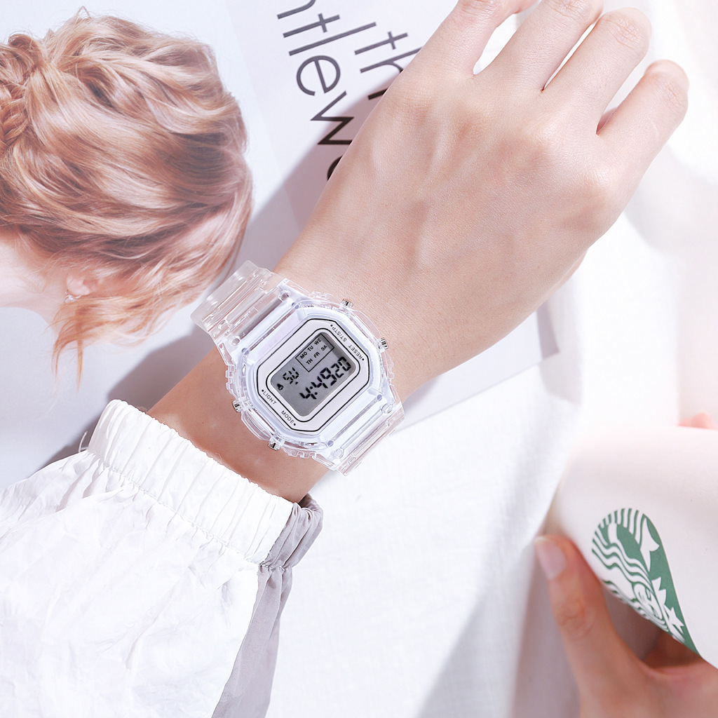 Men Women Watches Casual Transparent Digital Sport Watch Lover's Gift Clock Children Kid Wristwatch