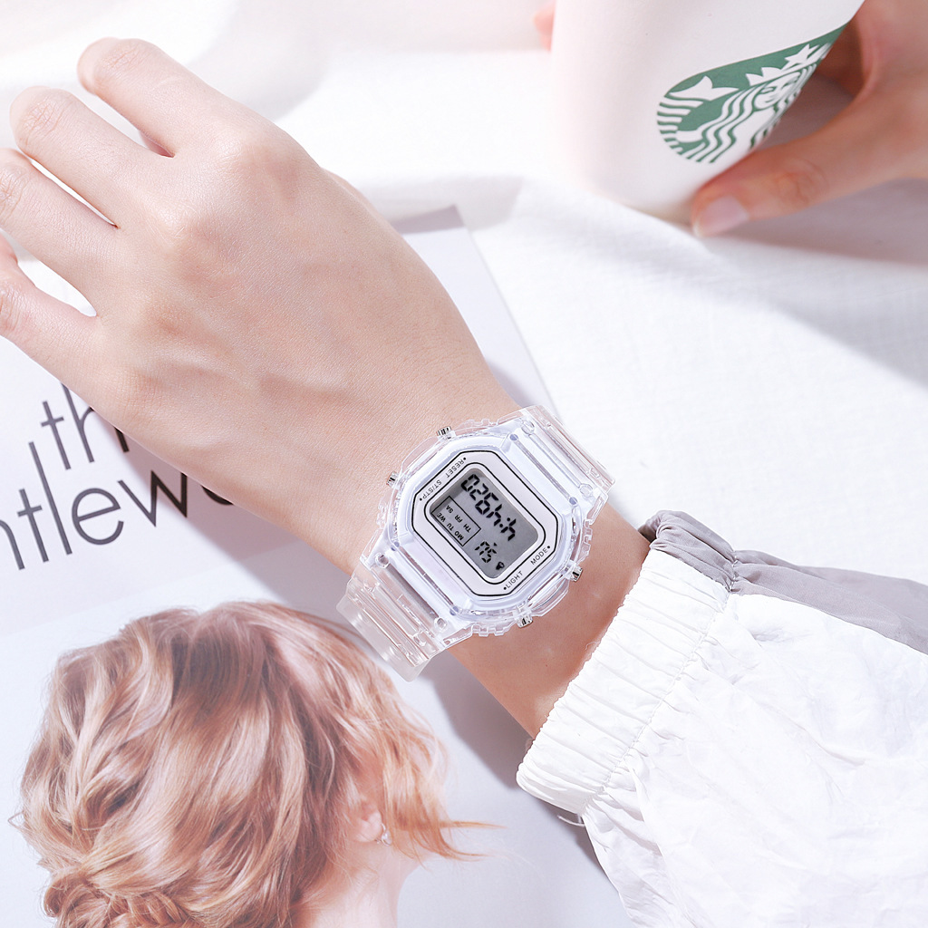 Men Women Watches Casual Transparent Digital Sport Watch Lover's Gift Clock Children Kid Wristwatch