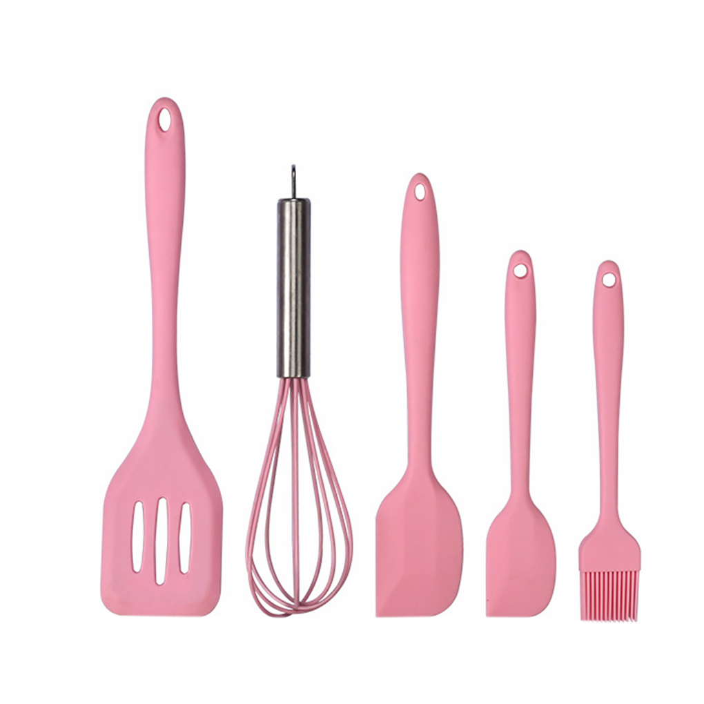 5pcs Kitchen Ware Silicone Scraper Oil Brush Egg Whisk Spatula Cooking Utensil Kitchen Cake Tool Set