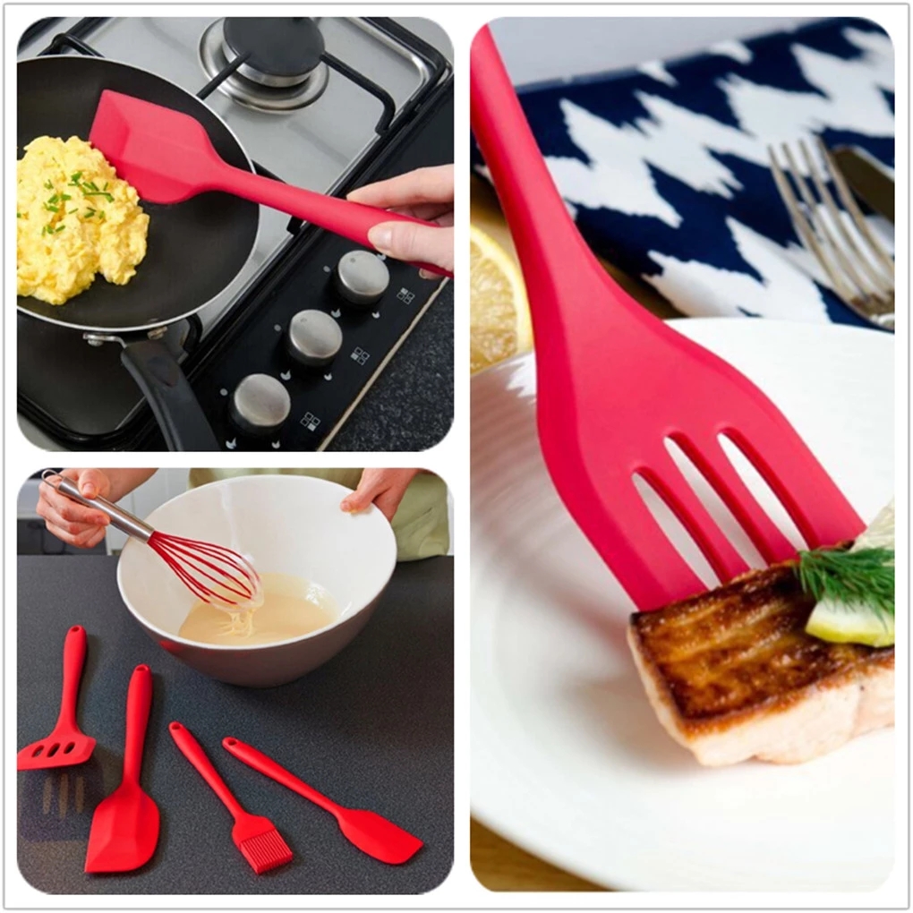 5pcs Kitchen Ware Silicone Scraper Oil Brush Egg Whisk Spatula Cooking Utensil Kitchen Cake Tool Set
