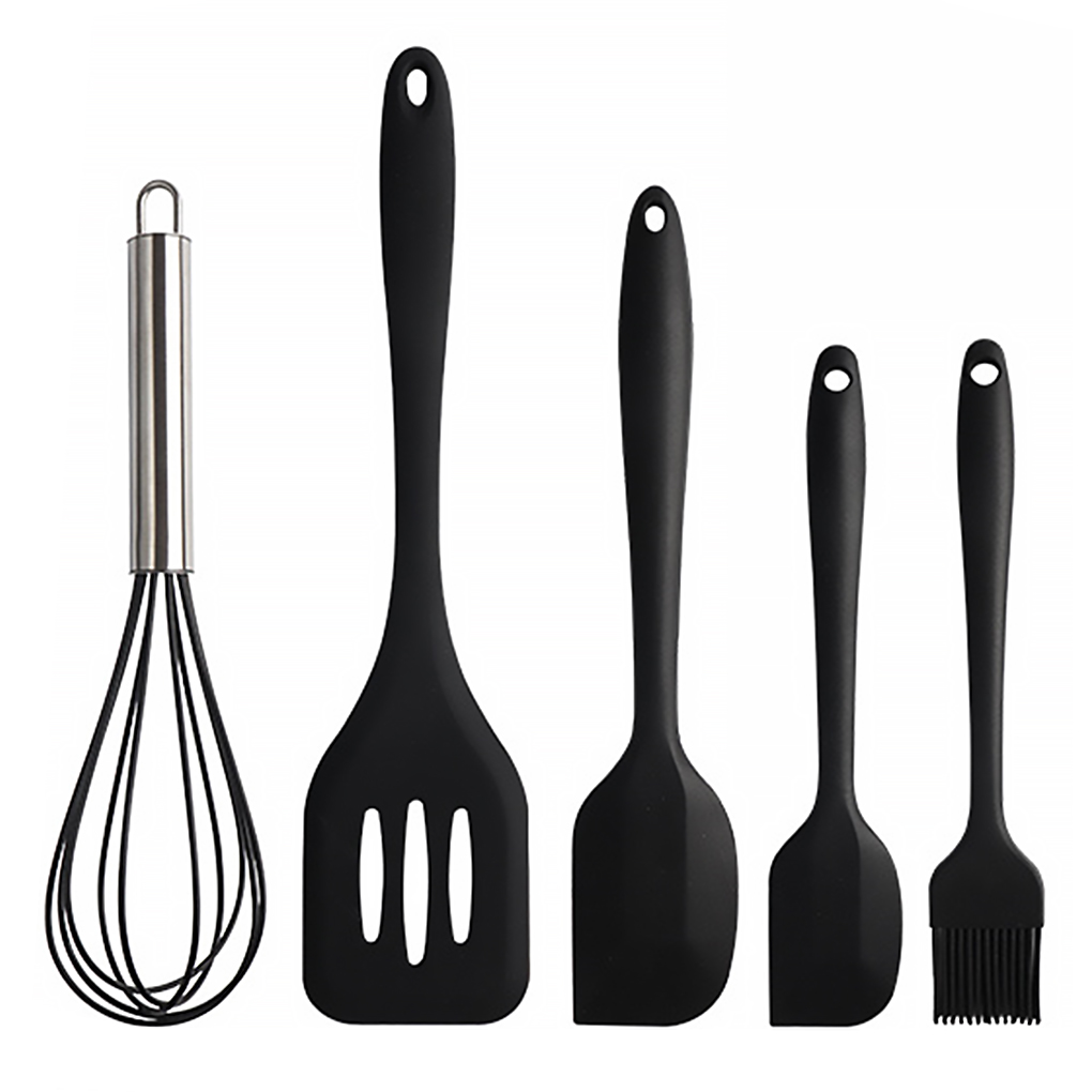 5pcs Kitchen Ware Silicone Scraper Oil Brush Egg Whisk Spatula Cooking Utensil Kitchen Cake Tool Set
