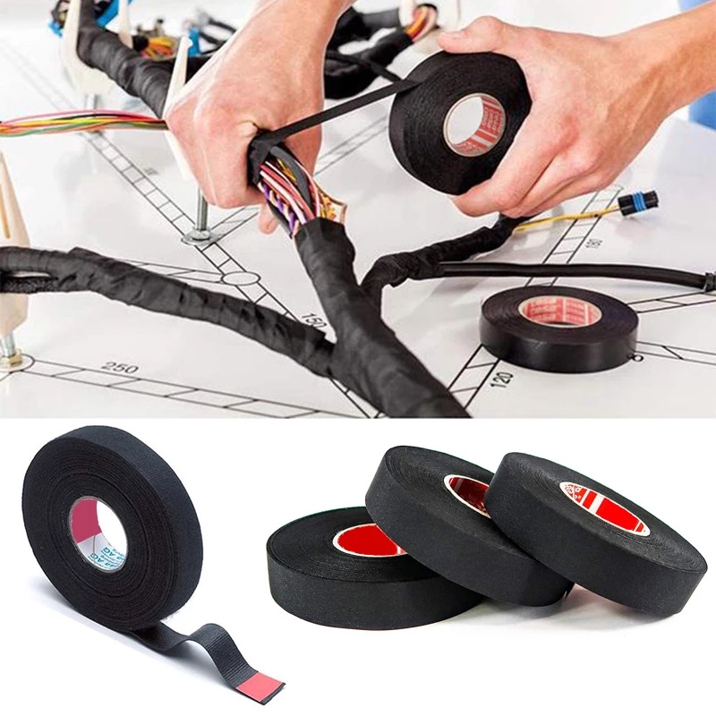 15M Heat-resistant Flame Retardant Tape Adhesive Cloth Tape For Car Cable Harness Wiring Protection