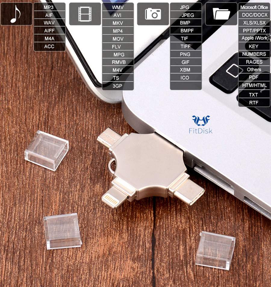 New 4-in-1 32G 64G 128G USB Flash Drives for Iphones and Android mobile computers flash drive flash disk flashdrive flashdisk flashdrives flashdisks pendrive pen drive flash disks 32GB 64GB 128GB