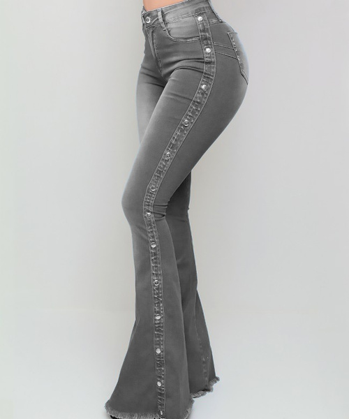 New Arrival Women's Fashion Skinny Bell Bottom Rips Butt Lift Washed Jean