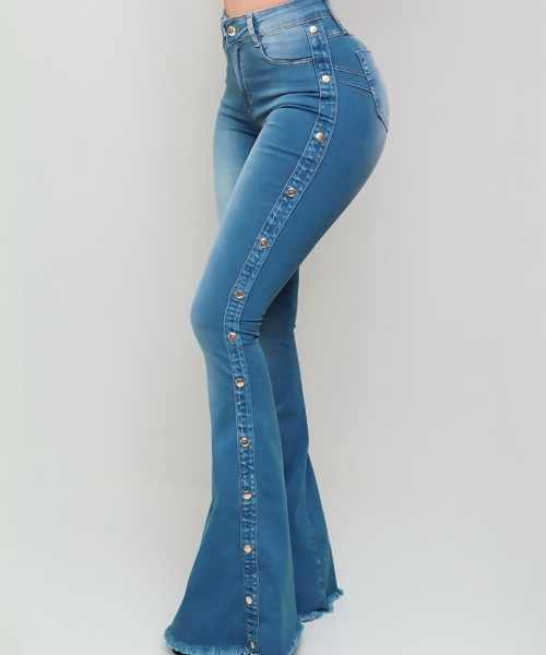 New Arrival Women's Fashion Skinny Bell Bottom Rips Butt Lift Washed Jean