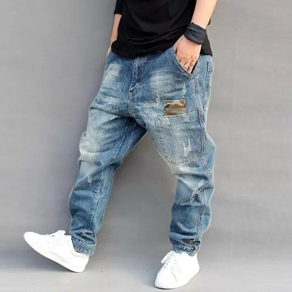 2021 New Men Fashion 3 Color Casual Denimts Loose Jeans Pocket Pencil Trousers for Men Plus