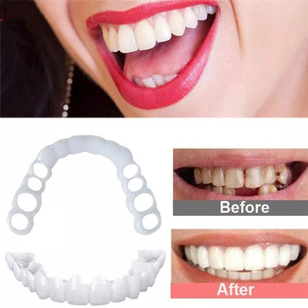 Perfect Teeth Whitening Fake Tooth Cover Snap on Silicone Smile Veneers Teeth Tool Cosmetic Teeth