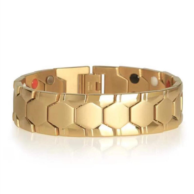 4000 Gauss Men's Magnetic Therapy Slimming Bracelet Gold 4 IN 1 Bracelet Health Energy Bracelet