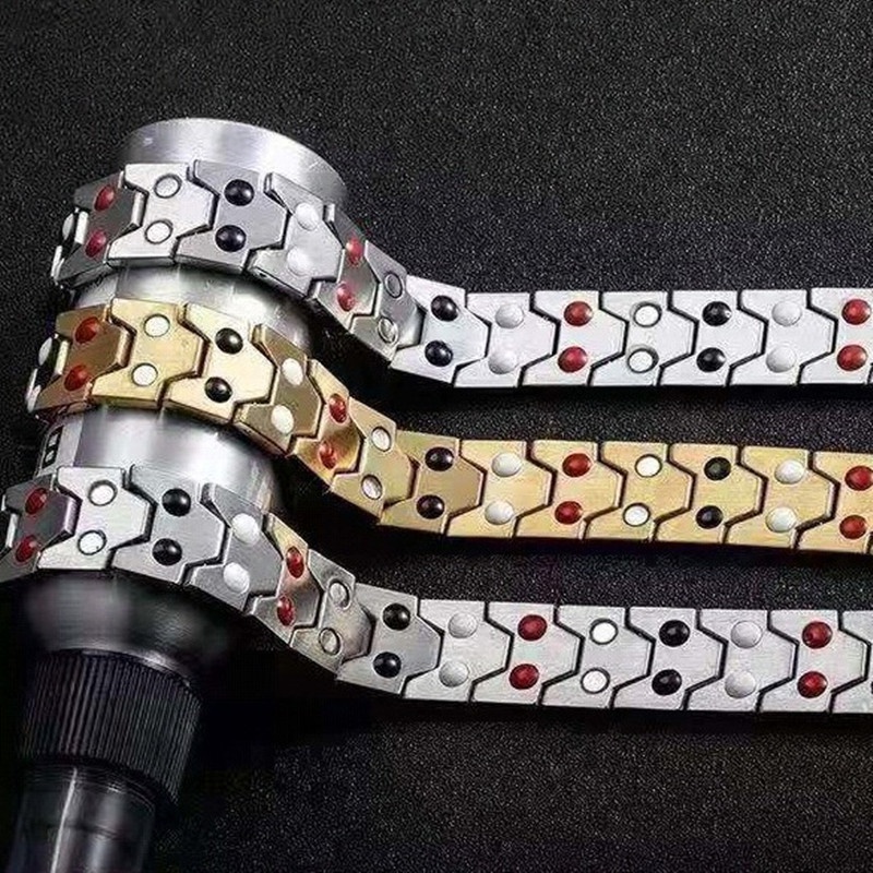 4000 Gauss Men's Magnetic Therapy Slimming Bracelet Gold 4 IN 1 Bracelet Health Energy Bracelet