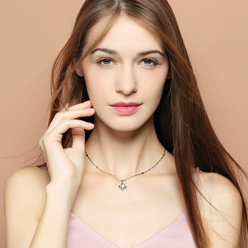 Jewelry Sterling Silver Necklace Pendant Clavicle Chain Necklace Female Four Leaf Clover Pendant