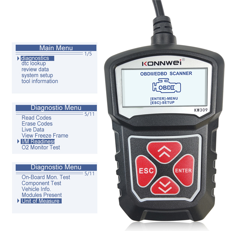 ouchuangbo Kw309 OBDII car diagnostic scanner tool OBDII / 2 code reader 7 languages