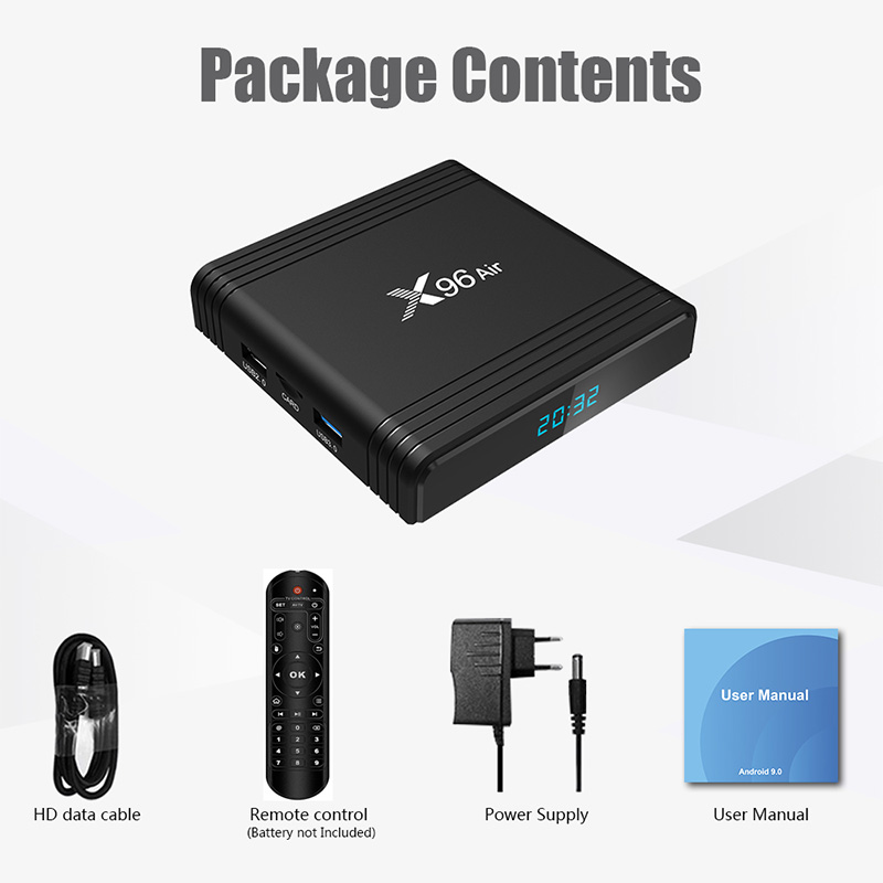 X96 Air Android TV Box Android 9.0 Amlogic S905X3 TV Box 4K Quad Core 2.4G&amp;5G Wifi BT4.1 4G 64G