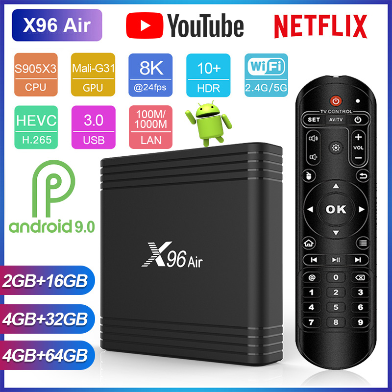X96 Air Android TV Box Android 9.0 Amlogic S905X3 TV Box 4K Quad Core 2.4G&amp;5G Wifi BT4.1 4G 64G
