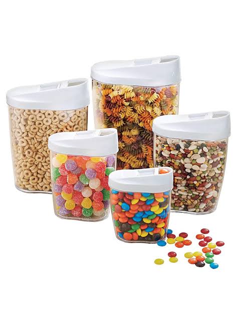 Heavy plastic Storage containers 5pcs set. Capacity 1440ml, 960ml, 720ml, 480ml ,300ml Now Available