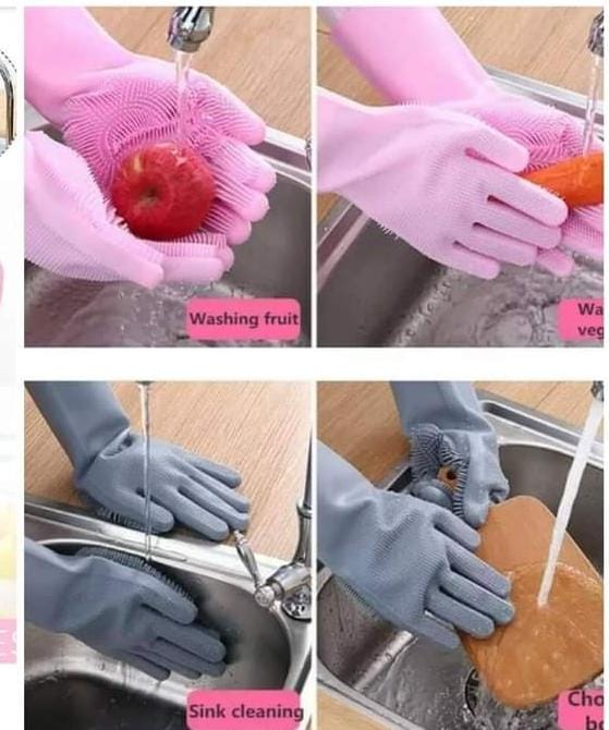 A pair of Silicon washing gloves