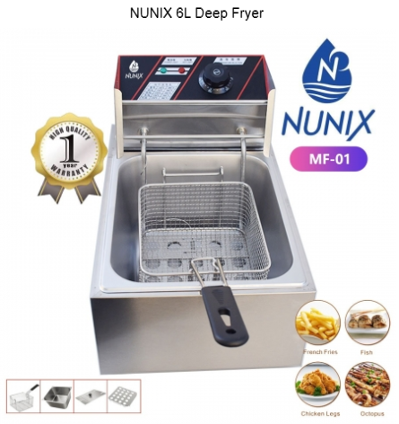 Single Commercial Electric Deep Fryer Stainless Steel  Chips Frying Pan Silver nunix Silver cookware