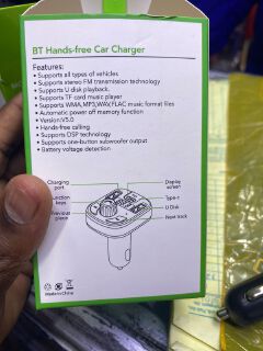 F17 Bluetooth FM Player + Lighter Charger car modulator fm extender with bluetooth connectivity and battery capacity checker.