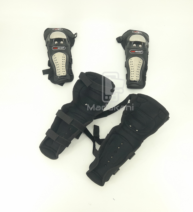 Pro Biker Alloy Steel Elbow, Knee, Shin Guard Protector