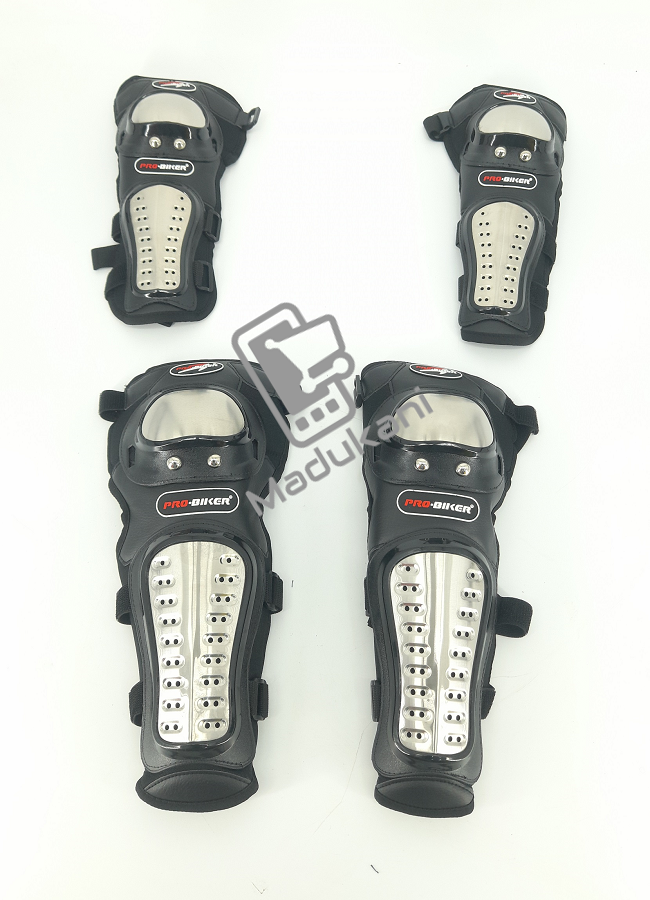Pro Biker Alloy Steel Elbow, Knee, Shin Guard Protector