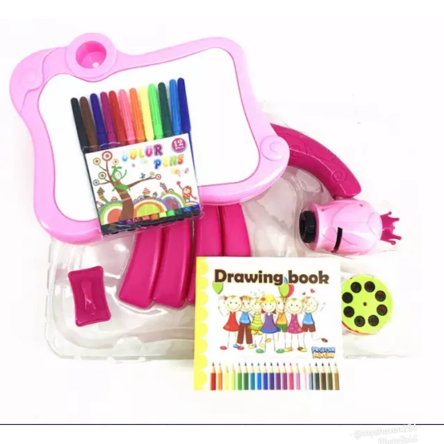 Projector painting set 3 disks, 24 patterns ,1 drawing book 1 eraser 12 color pens