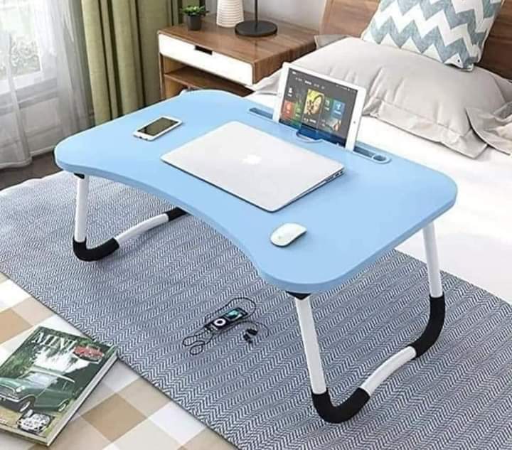 Multi-purpose foldable portable laptop desk with (cup slot+tablet slot)