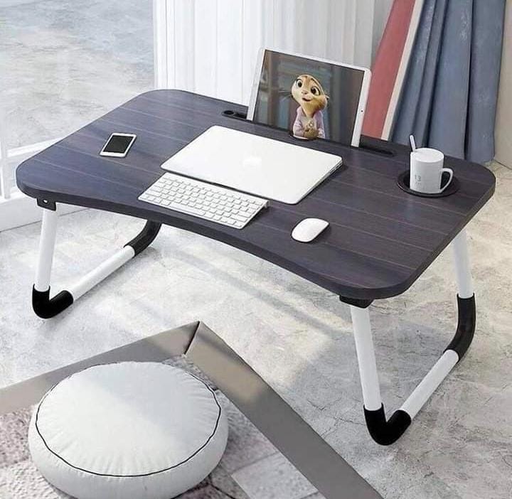 Multi-purpose foldable portable laptop desk with (cup slot+tablet slot)