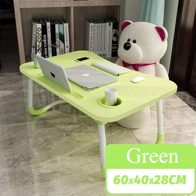 Multi-purpose foldable portable laptop desk with (cup slot+tablet slot)