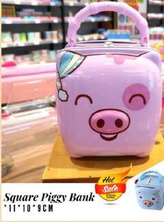 Square piggy Bank with padlock&amp;2keys Material metallic size 11/10/9cm