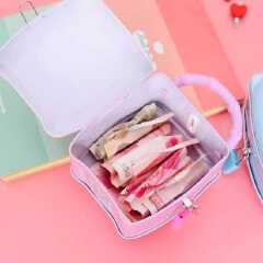 Square piggy Bank with padlock&amp;2keys Material metallic size 11/10/9cm