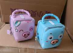 Square piggy Bank with padlock&amp;2keys Material metallic size 11/10/9cm