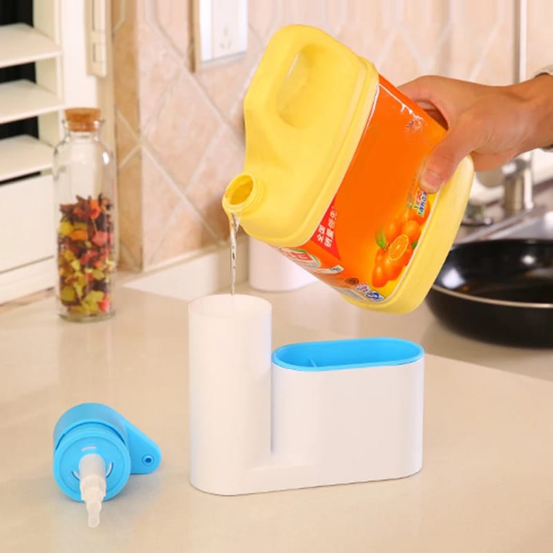Classy heavy Plastic 3-in-1 Sink tidy With pump soap bottle For Kitchen &amp; Dining room