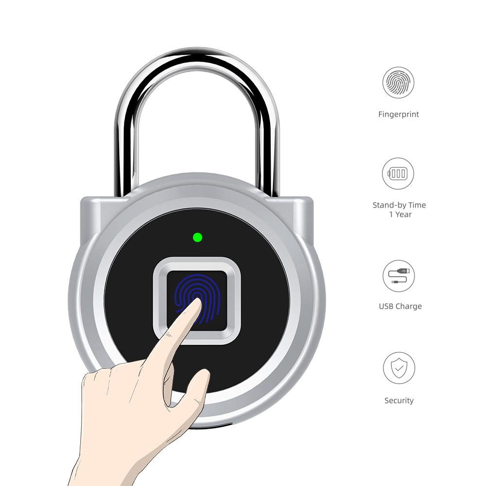 Fingerprint Padlock Smart Lock Anti-theft Security Lock Door Gym Locker Luggage Backpack Drawer